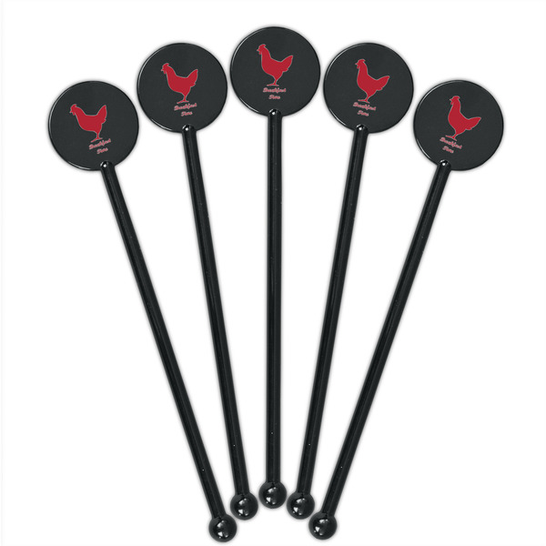 Barbeque Black Plastic 5.5" Stir Stick - Round - Fan View