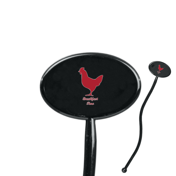 Custom Barbeque 7" Oval Plastic Stir Sticks - Black - Single Sided (Personalized)