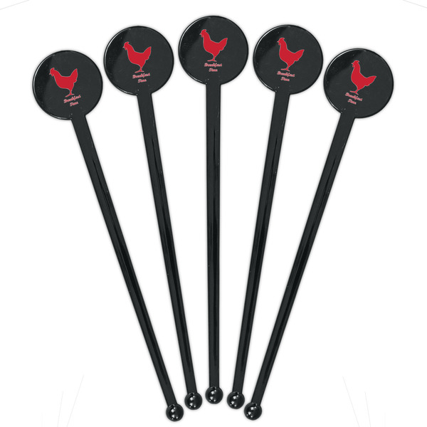 Barbeque Black Plastic 7" Stir Stick - Round - Fan View