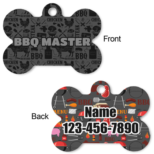 Barbeque Bone Shaped Dog Tag - Front & Back