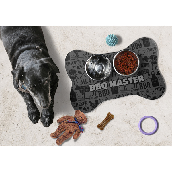 Barbeque Bone Shaped Mat w/ Food & Water