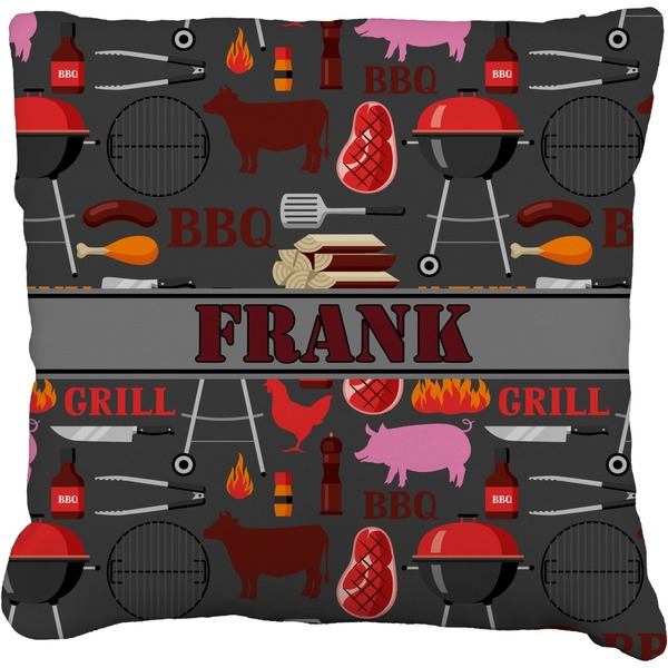 Custom Barbeque Faux-Linen Throw Pillow 18" (Personalized)