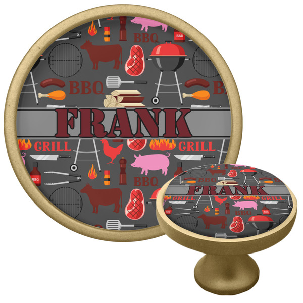 Custom Barbeque Cabinet Knob - Gold (Personalized)