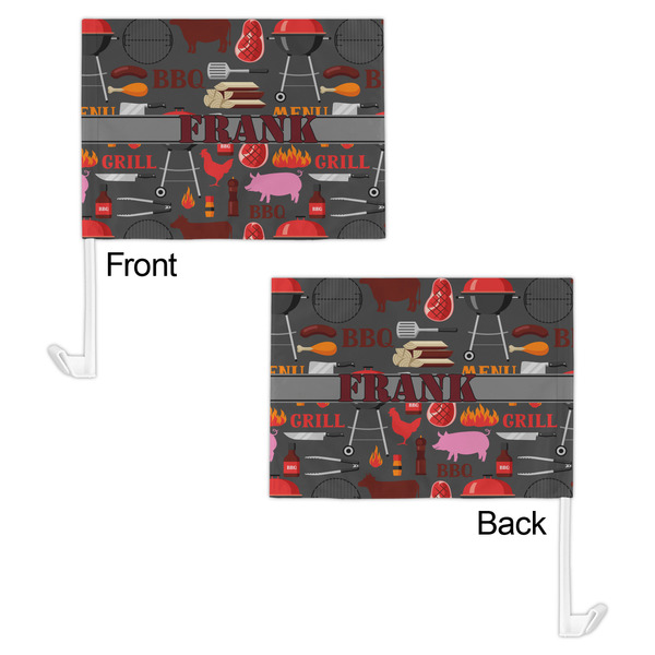 Barbeque Car Flag - 11" x 8" - Front & Back View