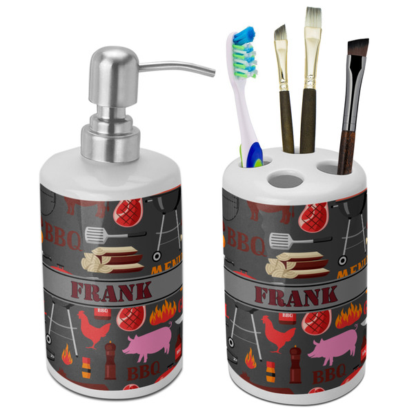 Custom Barbeque Ceramic Bathroom Accessories Set (Personalized)