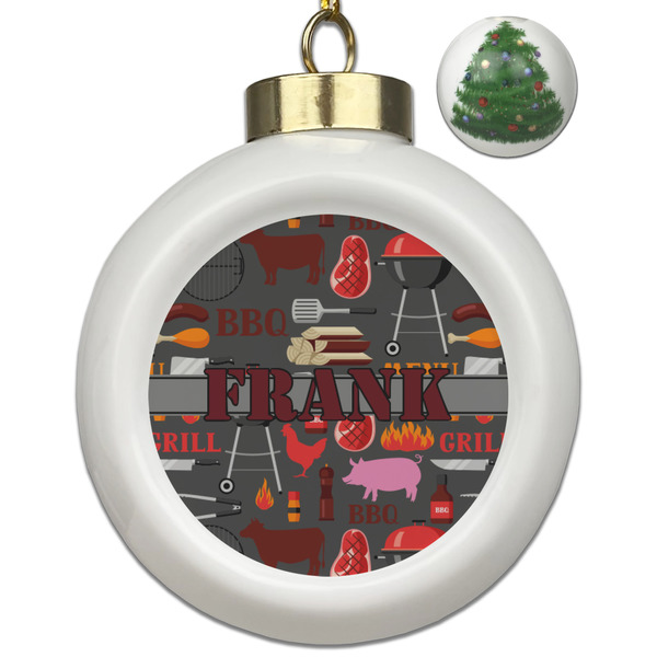Custom Barbeque Ceramic Ball Ornament - Christmas Tree (Personalized)