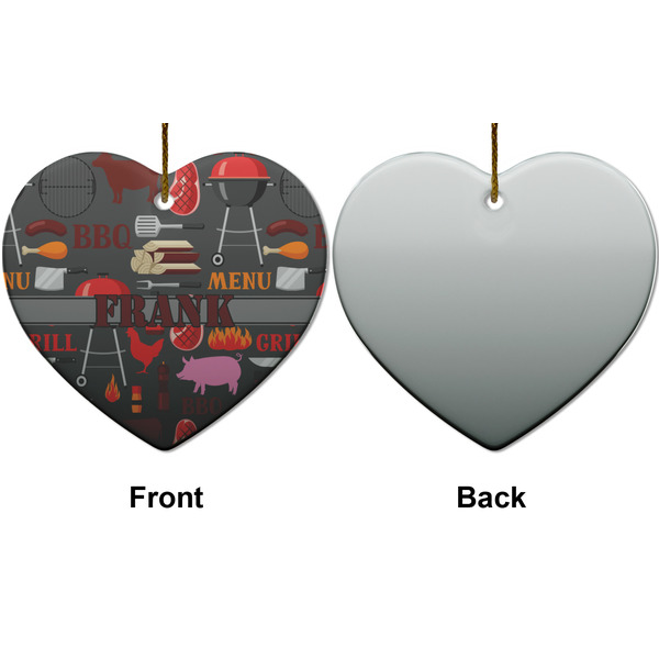 Barbeque Ceramic Flat Ornament - Heart Front & Back (APPROVAL)
