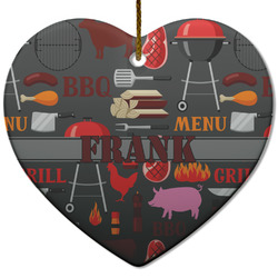 Barbeque Heart Ceramic Ornament w/ Name or Text