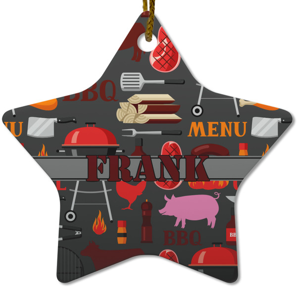 Custom Barbeque Star Ceramic Ornament w/ Name or Text