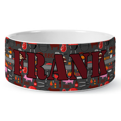 Barbeque Ceramic Dog Bowl - Large (Personalized)