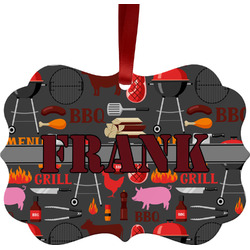 Barbeque Metal Frame Ornament - Double Sided w/ Name or Text