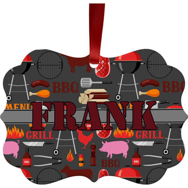 Custom Barbeque Metal Frame Ornament - Double Sided w/ Name or Text