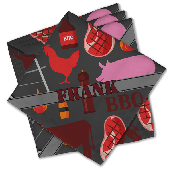 Custom Barbeque Cloth Cocktail Napkins - Set of 4 w/ Name or Text