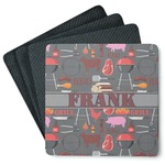 Barbeque Square Rubber Backed Coasters - Set of 4 (Personalized)