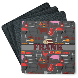 Barbeque Square Rubber Backed Coasters - Set of 4 (Personalized)