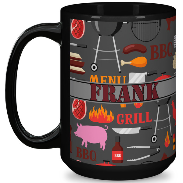 Custom Barbeque 15 Oz Coffee Mug - Black (Personalized)