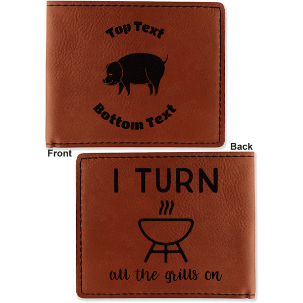 Barbeque Cognac Leatherette Bifold Wallets - Front and Back