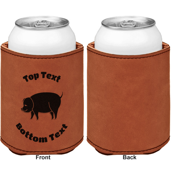 Barbeque Cognac Leatherette Can Sleeve - Single Sided Front and Back