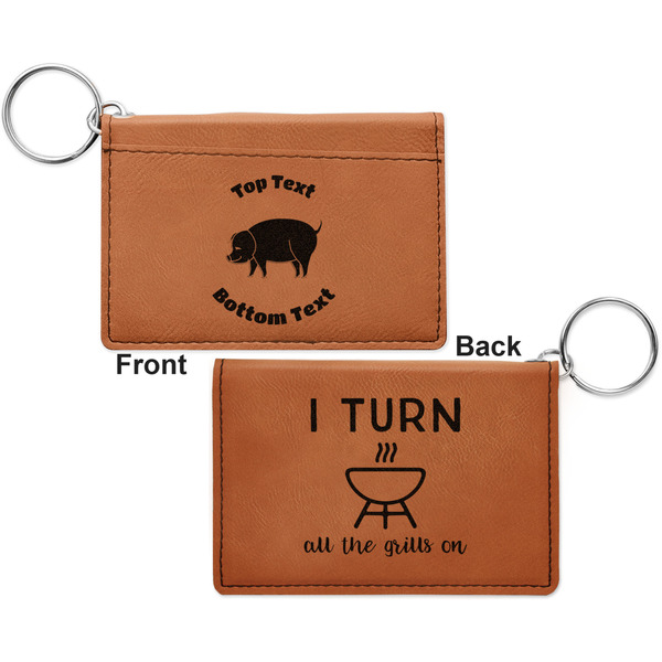 Barbeque Cognac Leatherette Keychain ID Holders - Front and Back Apvl