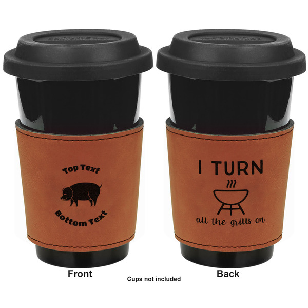 Barbeque Cognac Leatherette Mug Sleeve - Double Sided Apvl