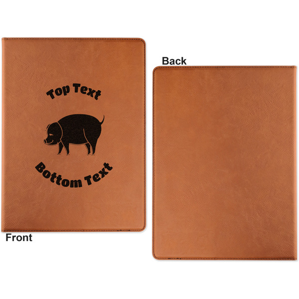Barbeque Cognac Leatherette Portfolios with Notepad - Large - Single Sided - Apvl