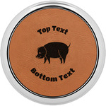 Barbeque Leatherette Round Coaster w/ Silver Edge (Personalized)