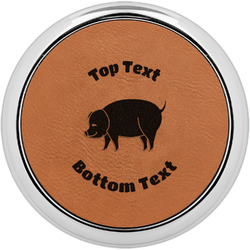 Barbeque Leatherette Round Coaster w/ Silver Edge - Single or Set (Personalized)