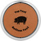 Barbeque Cognac Leatherette Round Coasters w/ Silver Edge - Single