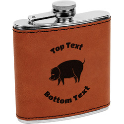 Barbeque Leatherette Wrapped Stainless Steel Flask (Personalized)