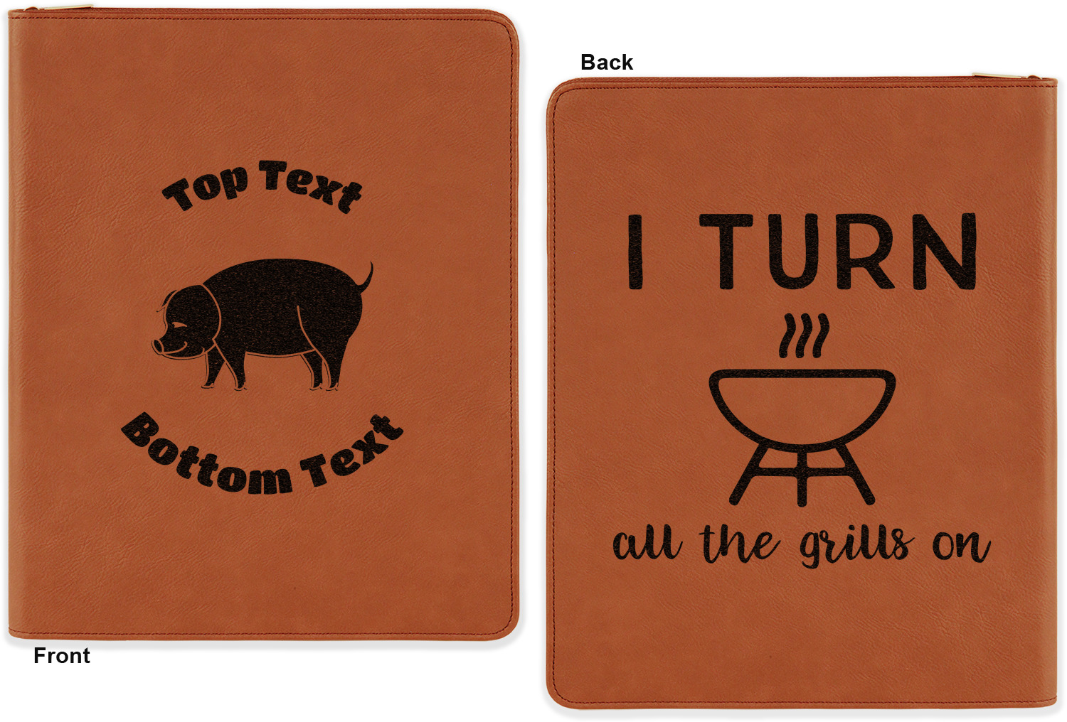 Custom Barbeque Leatherette Zipper Portfolio with Notepad (Personalized