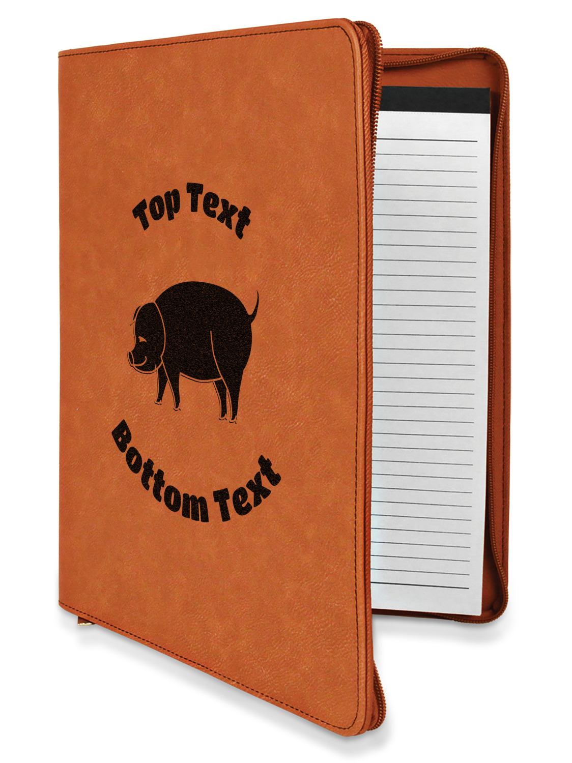 Custom Barbeque Leatherette Zipper Portfolio with Notepad (Personalized