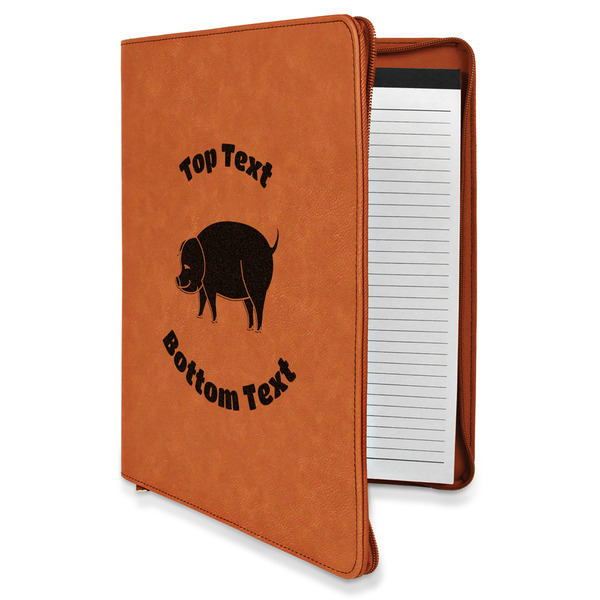 Custom Barbeque Leatherette Zipper Portfolio with Notepad - Double Sided (Personalized)