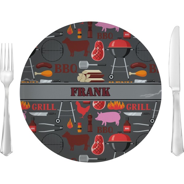 Custom Barbeque 10" Glass Lunch / Dinner Plates - Single or Set (Personalized)