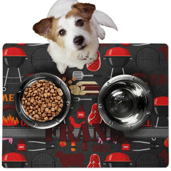 Custom Barbeque Dog Food Mat - Medium w/ Name or Text