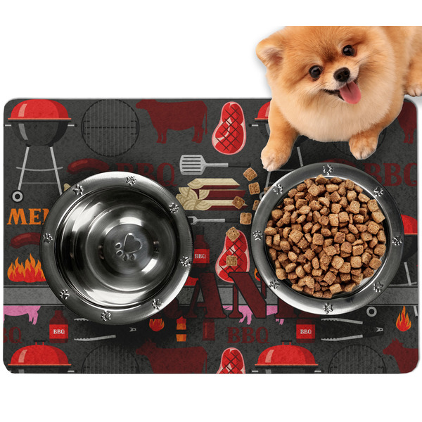 Custom Barbeque Dog Food Mat - Small w/ Name or Text