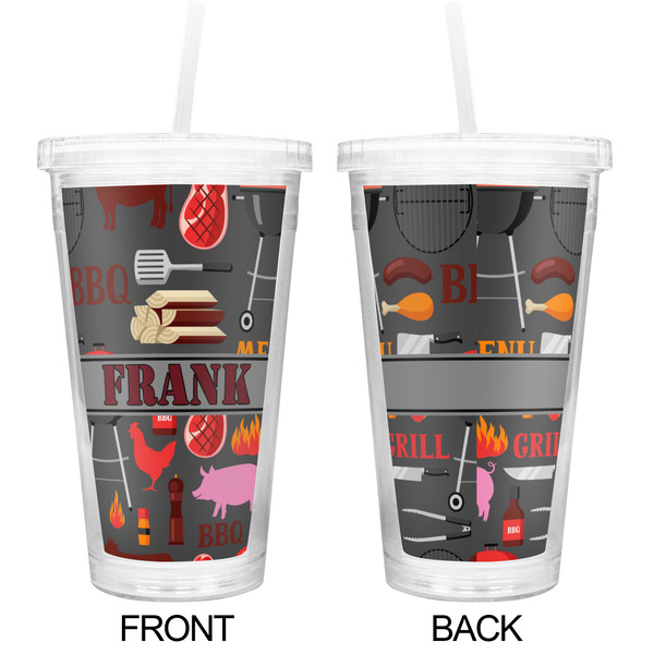 Barbeque Double Wall Tumbler with Straw - Approval