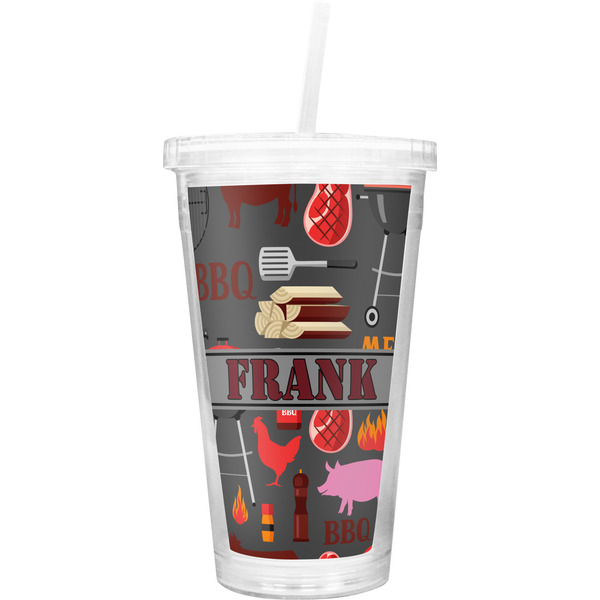 Custom Barbeque Double Wall Tumbler with Straw (Personalized)