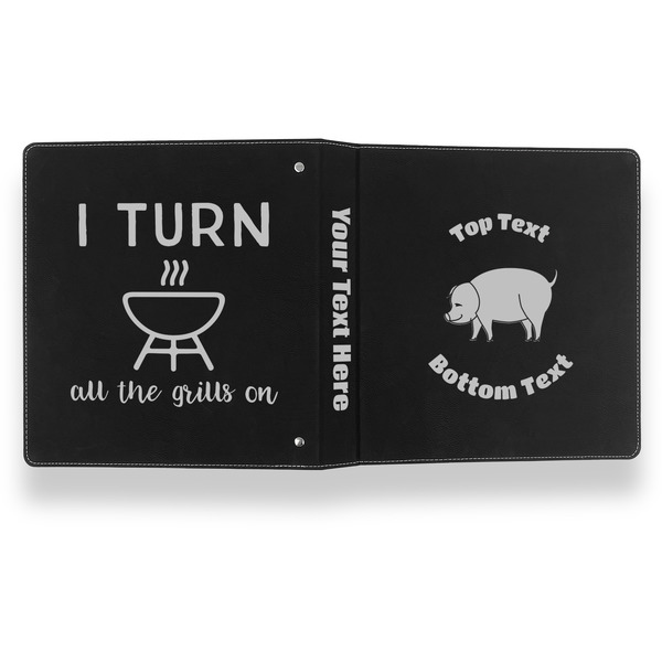 Barbeque Leather Binder - 1" - Black- Back Spine Front View