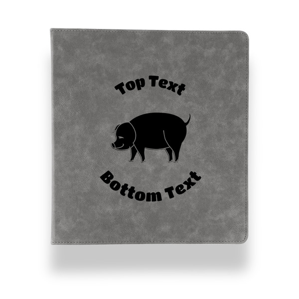 Custom Barbeque Leather Binder - 1" - Grey (Personalized)