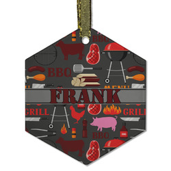 Barbeque Flat Glass Ornament - Hexagon w/ Name or Text