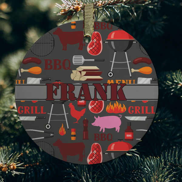 Barbeque Frosted Glass Ornament - Round (Lifestyle)
