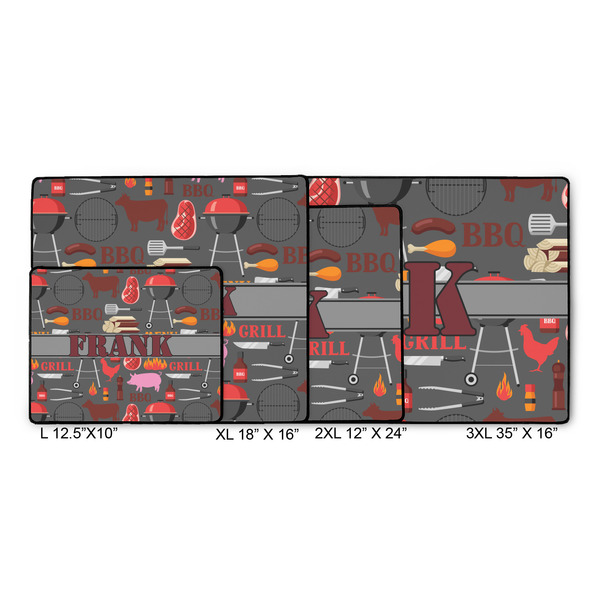 Barbeque Gaming Mats - SIZE CHART