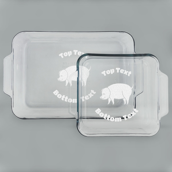 Custom Barbeque Set of Glass Baking & Cake Dish - 13in x 9in & 8in x 8in (Personalized)