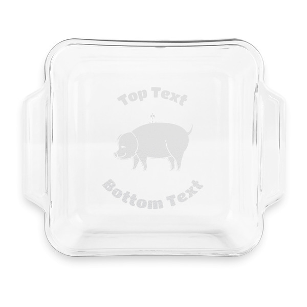 Custom Barbeque Glass Cake Dish with Truefit Lid - 8in x 8in (Personalized)