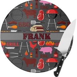 Barbeque Round Glass Cutting Board - Medium (Personalized)