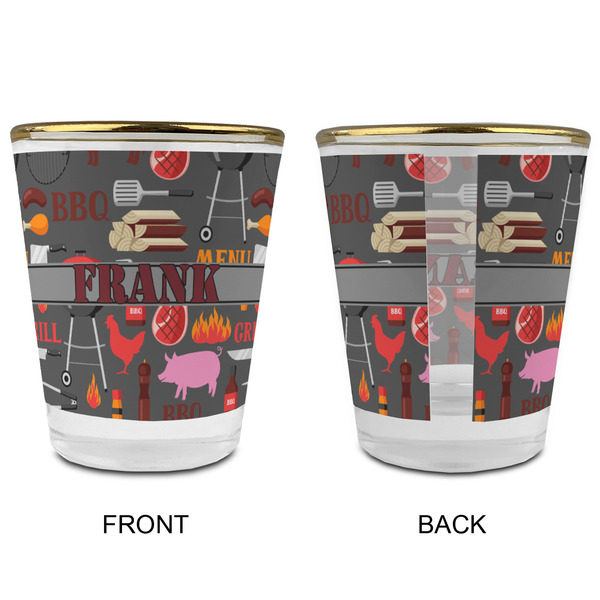 Barbeque Glass Shot Glass - with gold rim - APPROVAL