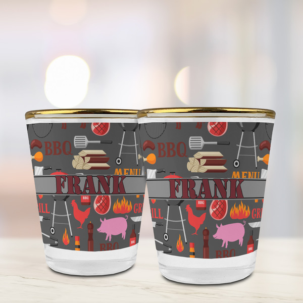 Barbeque Glass Shot Glass - with gold rim - LIFESTYLE