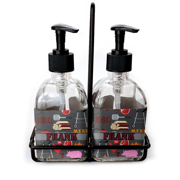 Custom Barbeque Glass Soap & Lotion Bottle Set (Personalized)