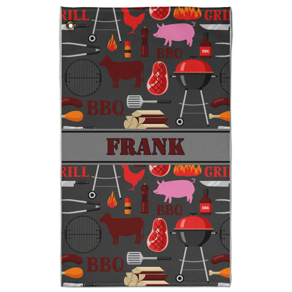 Custom Barbeque Golf Towel - Poly-Cotton Blend - Large w/ Name or Text