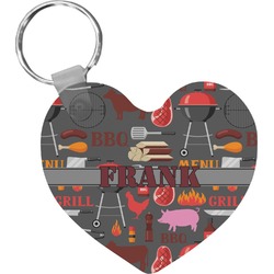Barbeque Heart Plastic Keychain w/ Name or Text